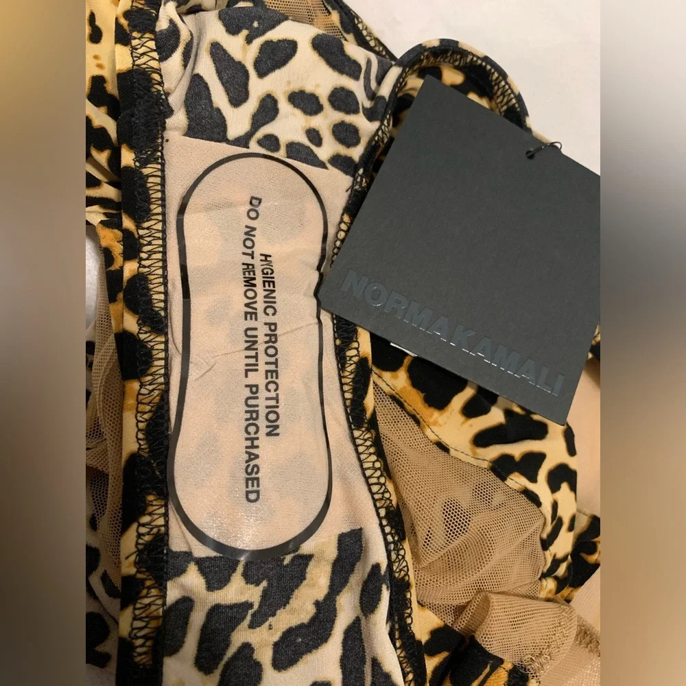 Norma Kamali Snake Mesh Mio One-piece Swimsuit Size Large Nude Animal Print - Picture 8 of 13